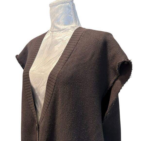 Free People Oakleigh Vest Womens Sz Large Charcoal Gray V Neck Raw Hem Oversize - Picture 11 of 16